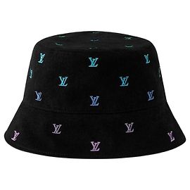 Louis Vuitton Reversible Bucket Hat LV Blason Shading Denim Silvery