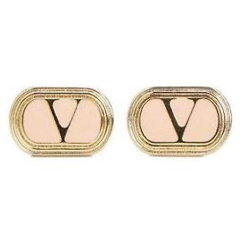 Valentino Brincos Oval com Logotipo Laranja