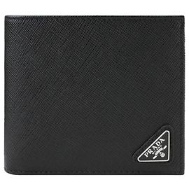 Prada Cartera de hombre negra con logo triangular Saffiano QHH Negro