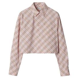 Burberry Camicia in cotone a quadri, maniche lunghe Bianco