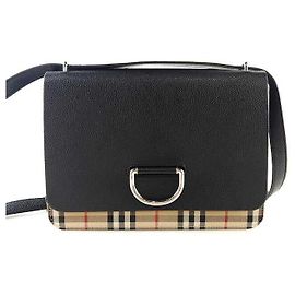Burberry Bolsa transversal D-Ring xadrez vintage Preto