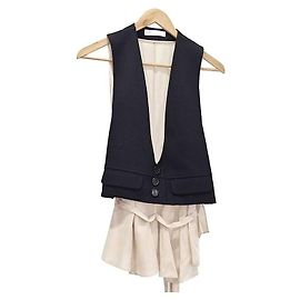 Chloé Wool Silk Tie Vest Pink