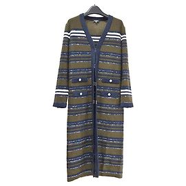 Chanel Sequin Stripe Long Cardigan Green