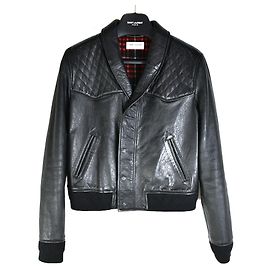 Saint Laurent Gepolsterte Lammlederjacke Braun
