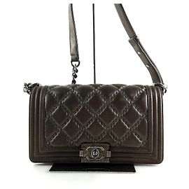 Chanel Bolsa de ombro Boy Wild Stitch com aba Preto