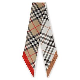 Burberry Lenço de seda com contraste Marrom