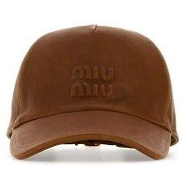 Miu Miu Boné de beisebol em couro nappa Marrom