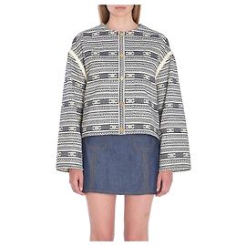 Céline Jaqueta Cardigan em Lã de Algodão Multicor
