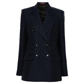 Gucci Double Breasted GG Wool Jacket Black