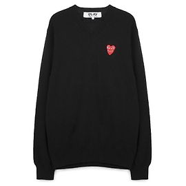 Comme Des Garcons Play Double Heart Patch Knit Black