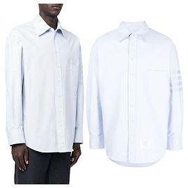 Thom Browne Camicia in cotone con maniche diagonali Blu