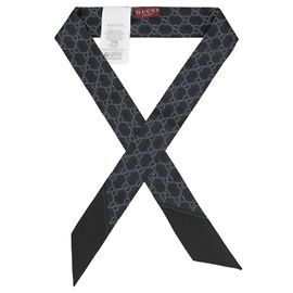 Gucci Schmaler Twilly-Seidenschal Schwarz
