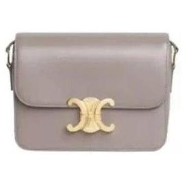Céline Bolsa TRIOMPHE em couro de bezerro brilhante Branco