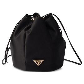 Prada Mini borsa a secchiello in satin nero Nero
