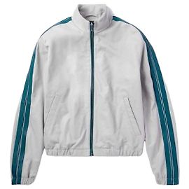 Marni Striped Leather Bomber Jacket Silvery