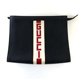 Gucci Clutch Bag mit Web-Logo Schwarz