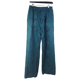 Louis Vuitton Silk Monogram Pajama Pants Blue