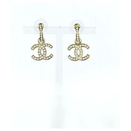 Chanel Boucles d'oreilles perles pendantes Doré