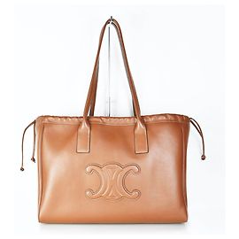 Céline Bolsa tote de couro de bezerro liso com cordão Laranja
