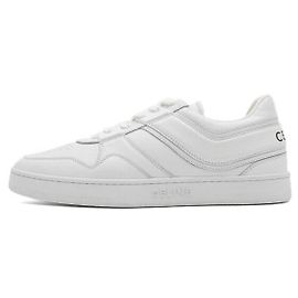 Céline Tênis baixos de couro de bezerro branco para homens com cadarços Branco