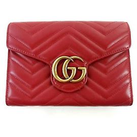 Gucci Bolsa transversal GG Marmont matelassé com corrente Vermelho