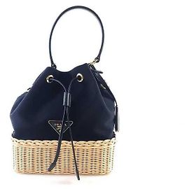 Prada Bolsa de lona trançada Plage com alça transversal Preto