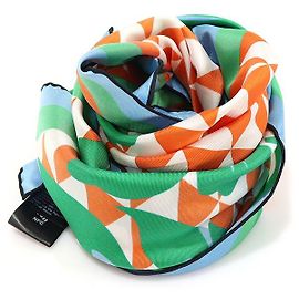 Prada Lenço quadrado de twill de seda impressa multicolorida Multicor