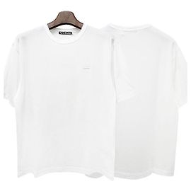 Acne Relaxed Fit Short Sleeve T-Shirt with Face Logo Optic White White