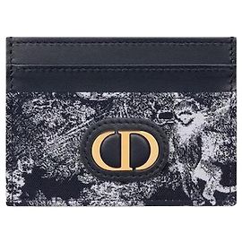 Dior Montaigne Freesia Card Holder Blue Toile de Jouy Reverse Jacquard Blue