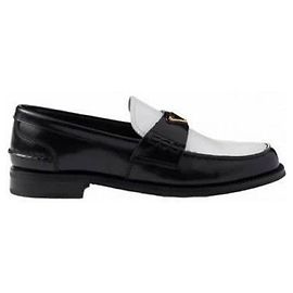 Prada Mocassins en cuir brossé bicolore Noir