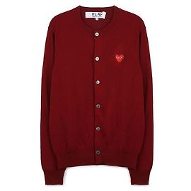 Comme Des Garcons Roter Herz-Strass-Cardigan Rot