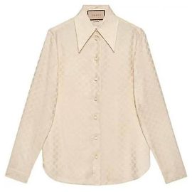 Gucci Seidencrepe-Hemd ZAISQ Weiß