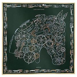 Hermès Foulard in seta Complication Equestre Marrone