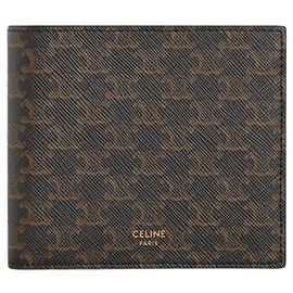 Céline Triomphe Canvas Coin Compartment Wallet Black Black