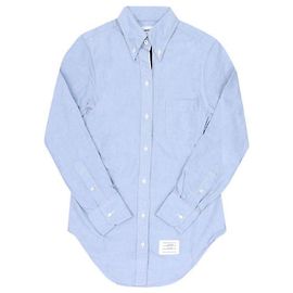 Thom Browne Hidden Stripe Grosgrain Poplin Women's Shirt Blue