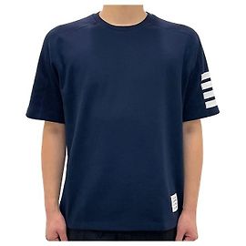 Thom Browne Diagonal Stripe Side Slit T-Shirt Navy Blue