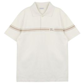 Burberry Polo de Algodón Rayado Blanco