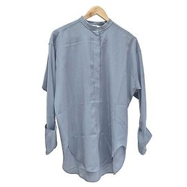 Chloé China Collar Silk Blouse Blue