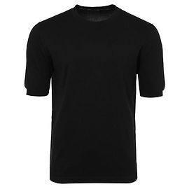 Kiton Schwarzes Kurzarm-T-Shirt aus Baumwollstrick mit Rundhalsausschnitt Schwarz