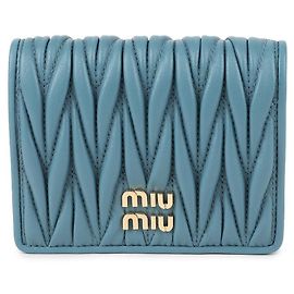 Miu Miu Small Matelassé Nappa Leather Wallet Blue