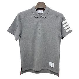 Thom Browne Polo aus Baumwoll-Piqué mit Detail in Hellgrau Braun