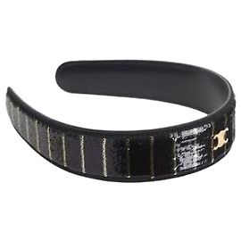 Céline Stripe Sequin Headband Black