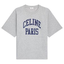 Céline T-shirt ample en jersey de coton gris mélangé vintage marine Bleu