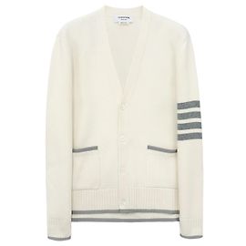 Thom Browne Milano Stitch Line Cardigan Weiß