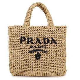Prada Small Crochet Tote Bag Brown