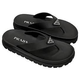 Prada Sandalias de goma con logo triangular Negro