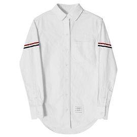 Thom Browne Camicia Oxford da Donna a Righe con Bracciale in Grosgrain Argento