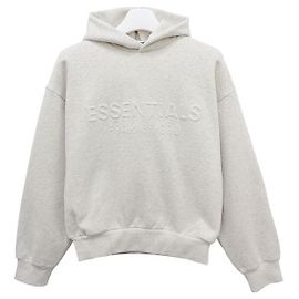 Fear of God Klassischer Hoodie mit Präge-Logo Essentials Hafer Melange Silber