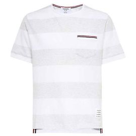 Thom Browne Pocket RWB Trimming Rugby Stripe Short Sleeve Tee Silvery