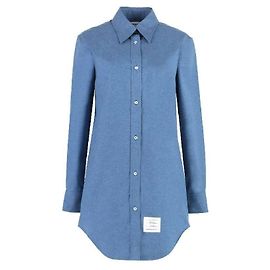 Thom Browne Vestito Camicia a Righe con Bottoni Blu